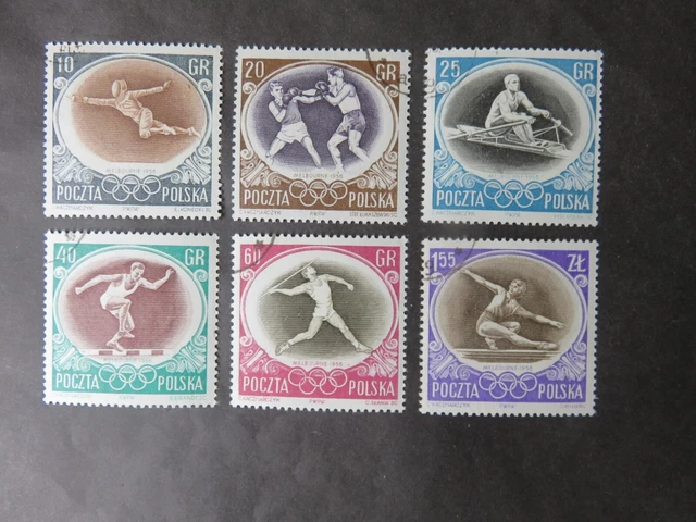 1956 Polen Mi-Nr. PL 984 - 989 Olympische Sommerspiele Melbourne kpl. gestempelt