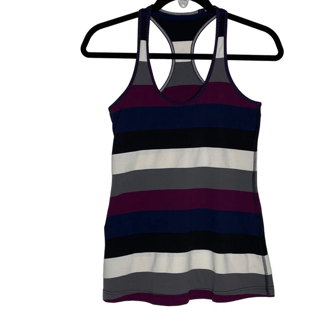 Lululemon Cool Racerback Pow Stripe Angel Wing Hyper Stripe Plum Tank Top Med