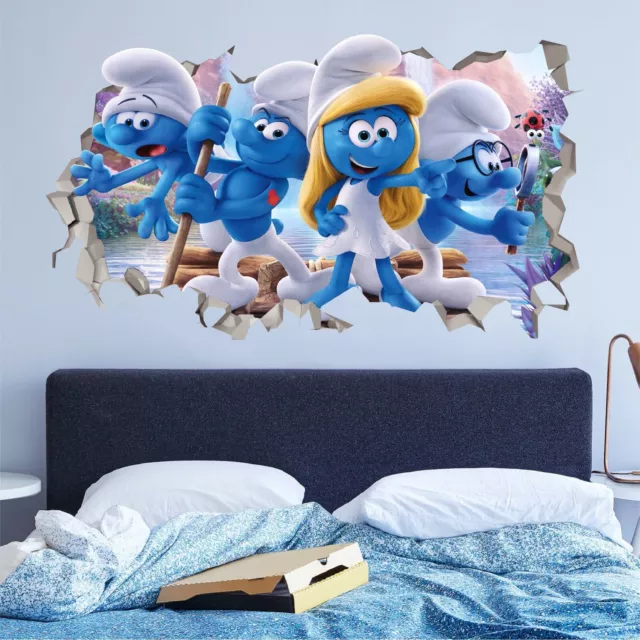 Smurfs Family wall decals stickers mural home decor for bedroom Art JO508