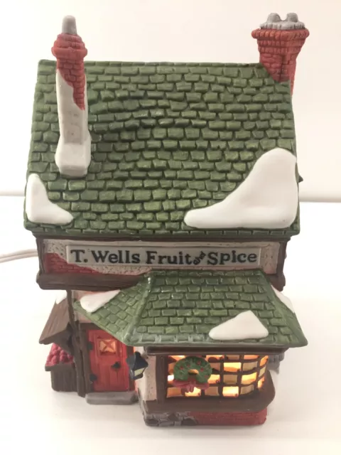 Department Dept 56 DICKENS VILLAGE SERIES "T. Wells Fruit & Spice Shop" #5924-2