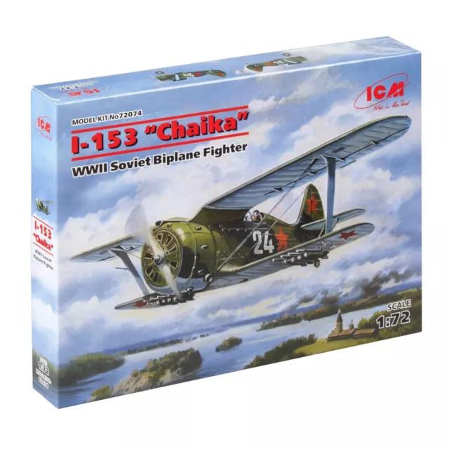 ICM 72074 Plastic model kit Scale aircraft 1:72 I153 Soviet Biplane Fighter WWII