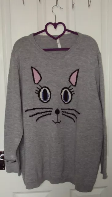 Evans Grey "Cat" Knitted jumper size 26/28