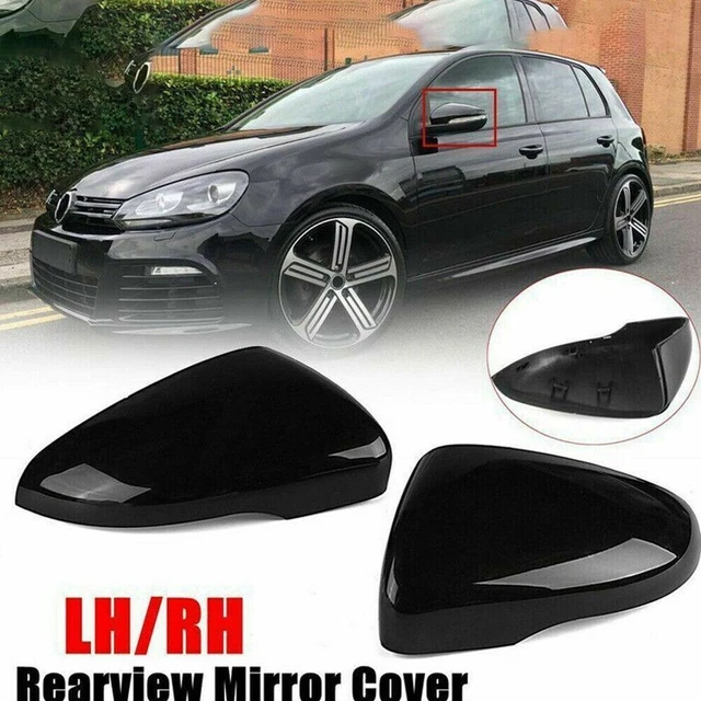 2pcs Gloss Black Door Wing Mirror Cover Caps Casing For VW Golf MK6 2009-2013 UK
