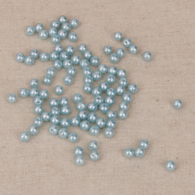 100 Bilder Samen Perlen Acryl Perle  Blau Frauen Lose Schmuck Samen 4mm