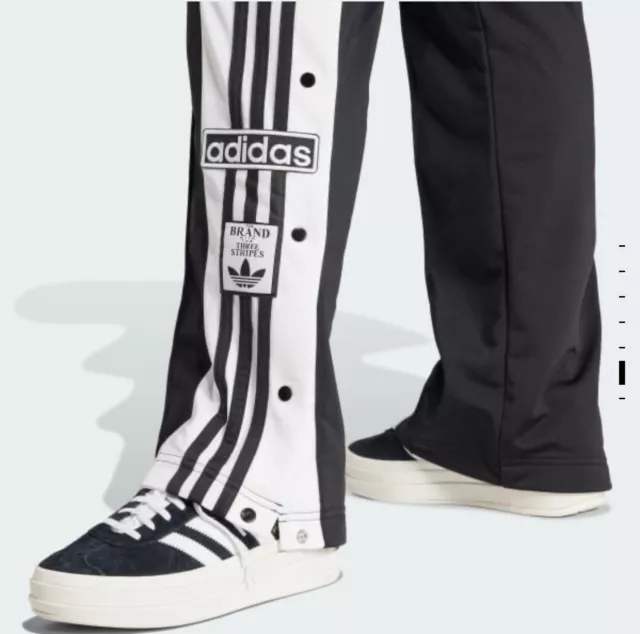 NWT $80 Adidas Adibreak Snap Button Track Pants Women’s Medium Tall Black White