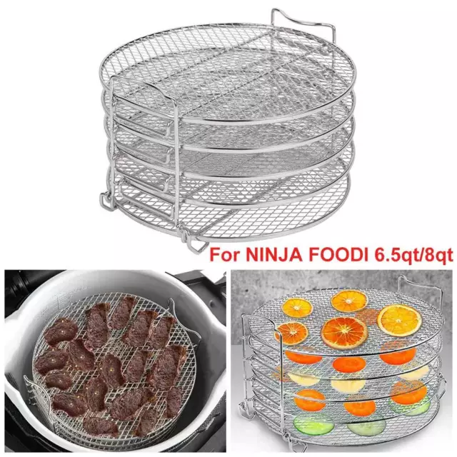 Dehydrator Rack For Ninja foodi 6.5 & 8 qt,5-tier Stackable Stainless Steel  Food Drying Stand for Air Fryer Pressure Cooker 