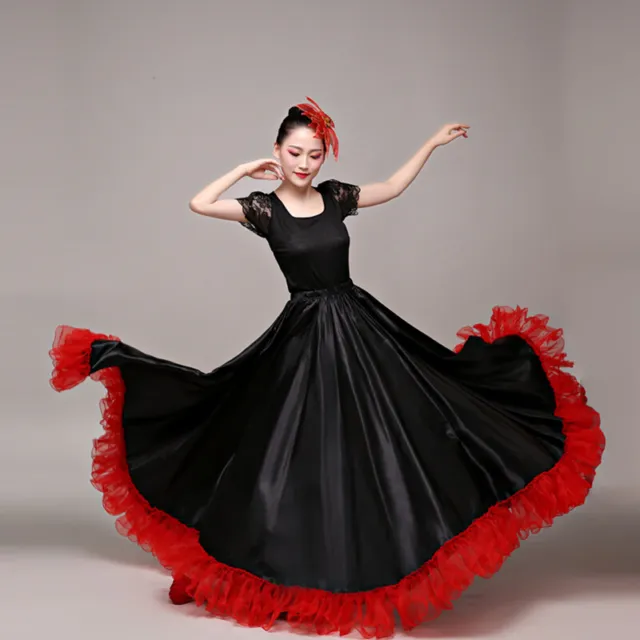360-720 gradi Gonna Flamenco Spagnolo Donna Zingara Ragazze Costumi Danza del Ventre
