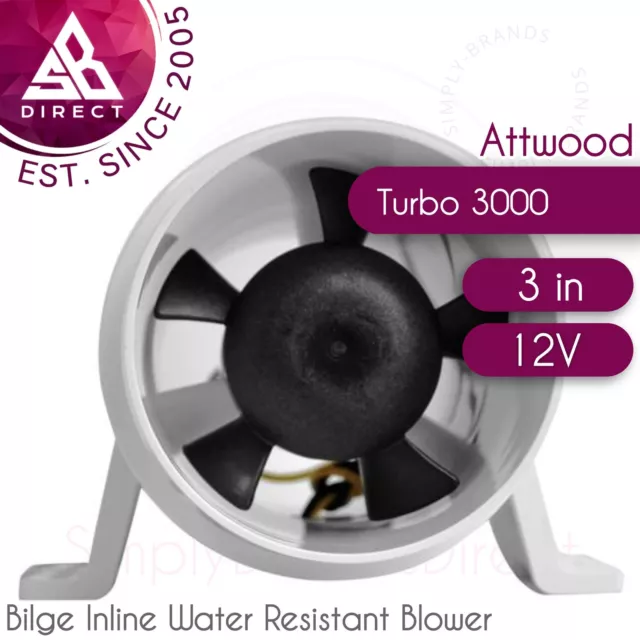 Attwood 3" Water Resistant Bilge Inline Blower│12V│1733-4│For Boats Ventilation