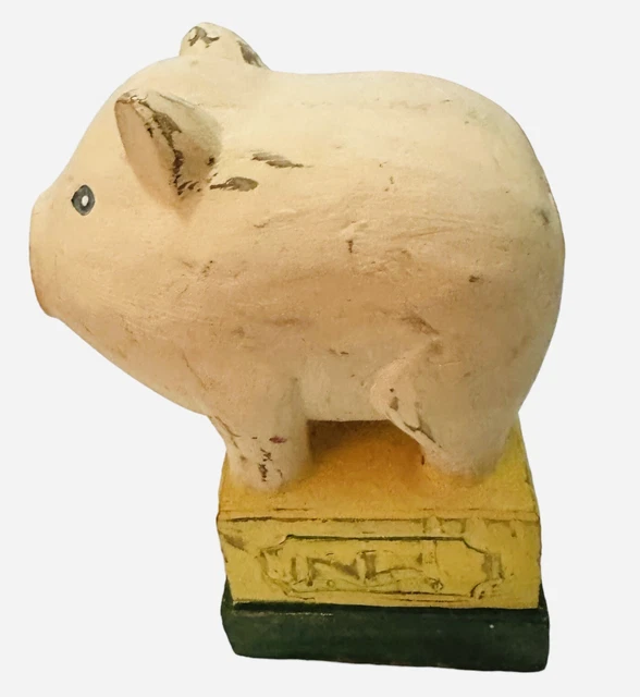 Foreside French Country Hand Carved Solid Wood Pig Indonesia 8 “ tall
