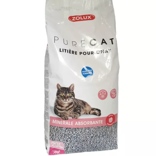 Litière pure cat minérale absorbante parfumée 20 litres soit 13 kg pour chats