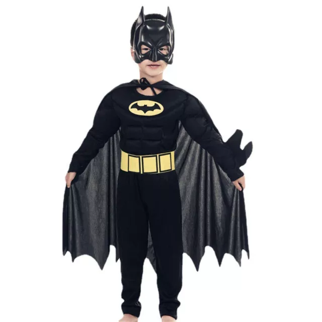Kids Batman Superhero Muscle Chest Costume Party Carnival Fancy Dress Costume