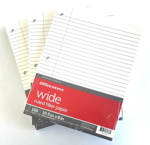 Office Depot Filler Paper College or Wide Ruled 150 sheets   3-6-or 12 pkgs NEW! 3