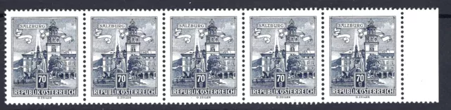 Österreich 1962: postfrisch Mi: AT 1114; Randstk. 5-er Streifen ANK:1095