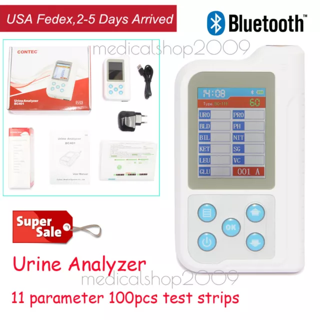 Bluetooth URINE ANALYZER BC401 2.4''LCD MicroUSB Monitor 11 Parameters Test