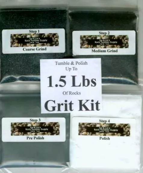 Rock Tumbler SiC Grit Kit Polishes 1 1/2 (1.5) Lbs of Rocks!3-PACK Best on eBay!