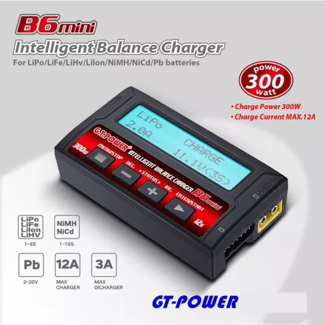 GT.POWER IMAX B6 300W 12A MINI Balance Charger Discharger For RC Model