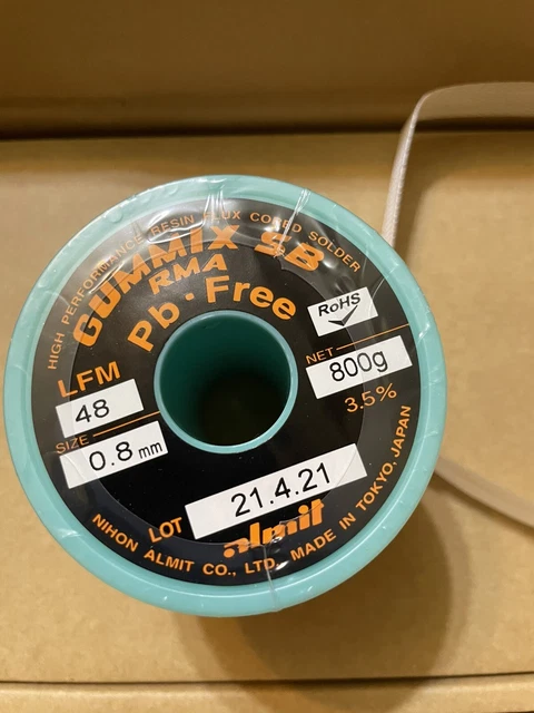 Lead Free Solder ALMIT GUMMIX SB RMA 3.5% Flux 0.8mm Dia. 800g