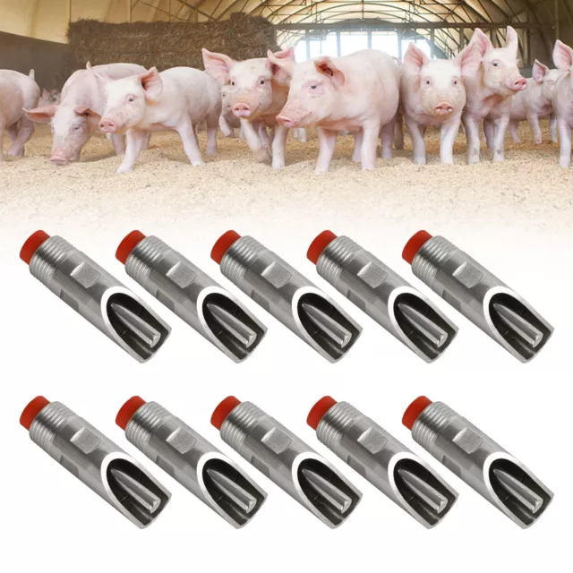 10Pcs Stainless Steel 1/2" Thread Pig Hog Automatic Nipple Drinker Waterer UK`