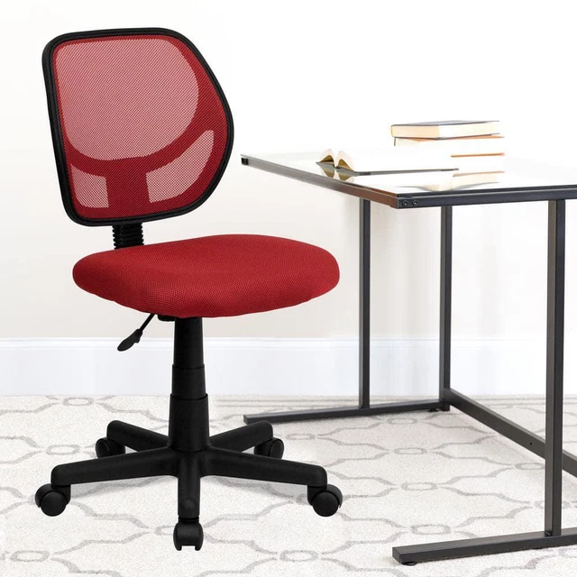 Modern Swivel Task Chair With Wheels Mesh Plastic In Red
