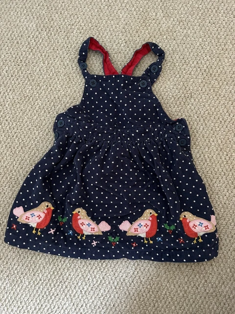 Jojo Maman Bebe Age 12-18 Months Baby Girls Cord Robin Pinny Dress