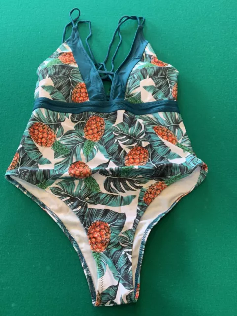 Sporlike Women's One Piece Swimsuit Pineapple Tropical Print Size Small