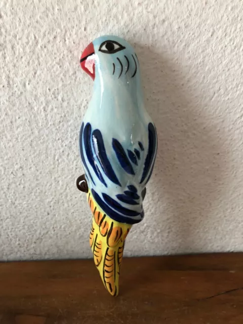 superbe oiseau perroquet en céramique à accrocher TBE décoration