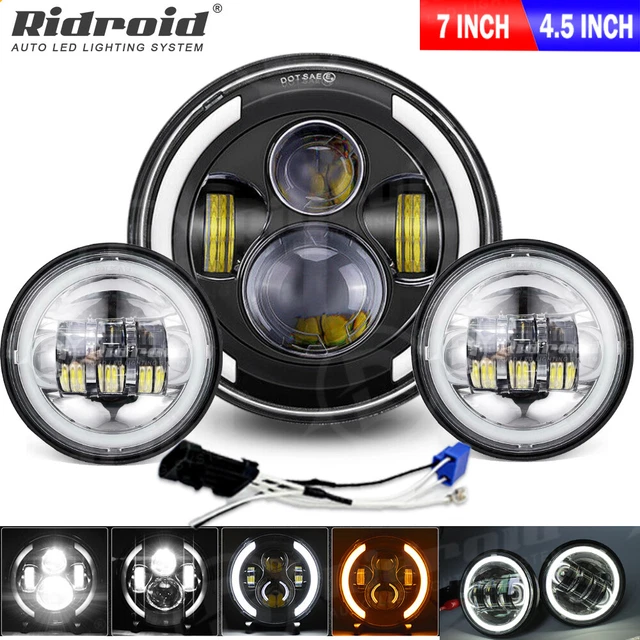 7" LED Headlight + 4.5" Passing Lamp for Harley Davidson Tri Glide Ultra Classic