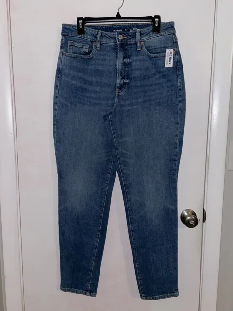Old Navy High-Rise O.G Straight Blue Denim Jeans Women's Size 12 Tall NWT