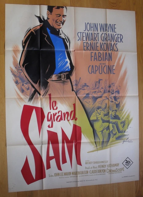 GRAND SAM John Wayne western affiche cinema originale 160x120 cm '61