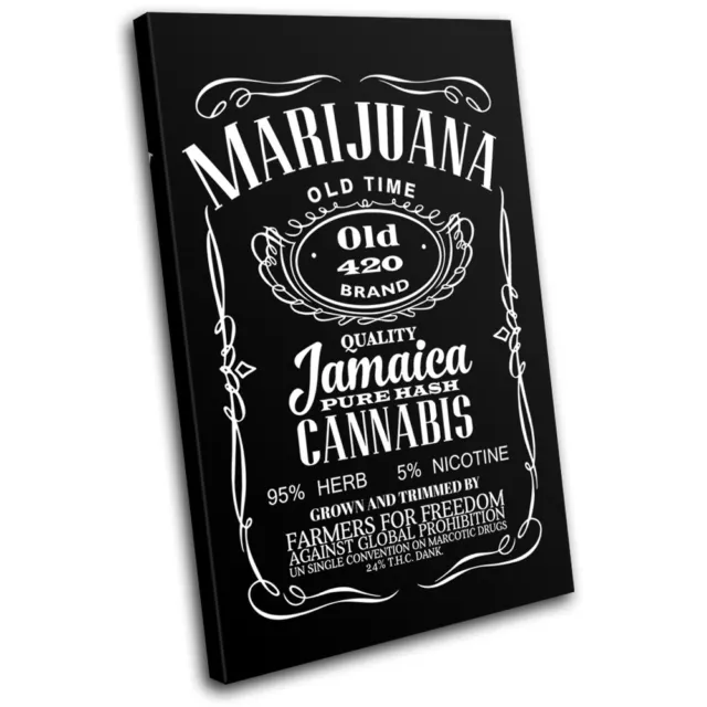 Cannabis Weed Whisky Parody Typography SINGLE CANVAS WALL ART Picture Print