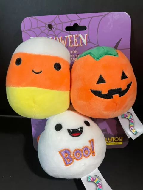Squishmallows Pet Collection Halloween Set 3.5" Pumpkin Candy Corn Ghost Squeak