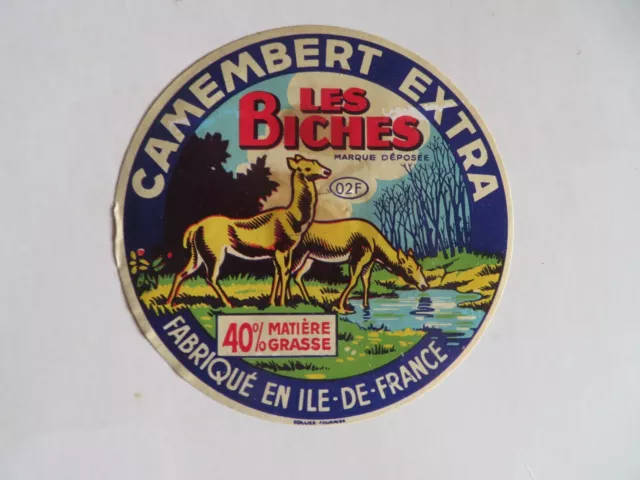 Etiquette  de fromage Camembert Les Biches
