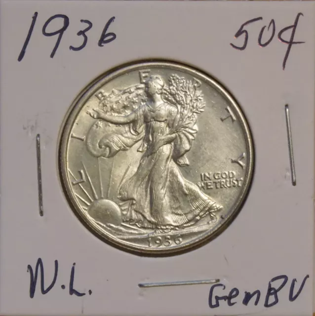 1936 Walking Liberty Half Dollar-Gem Bu-Gem Brilliantly Uncirculated