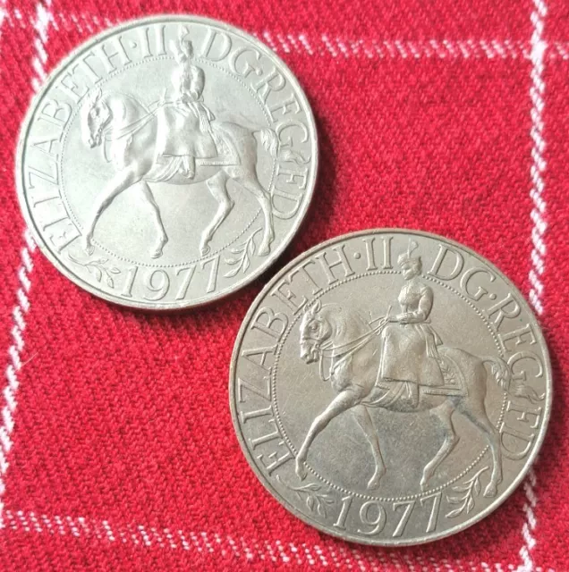 Two (RARE) 1977 Queen Elizabeth II Silver Jubilee Commemorative Crown DG.REG FD