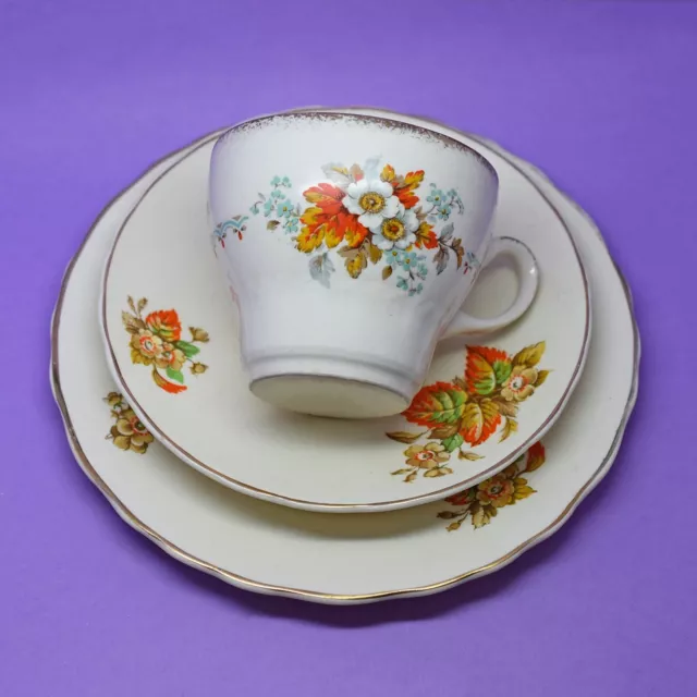 Imperial Ware Autumn Leaves Tea Cup, Saucer, Plate, Trio, Vintage, England