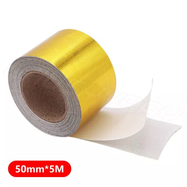 5M Exhaust Heat Wrap Manifold Downpipe High Temp Bandage Tape Roll golden2x15 ''