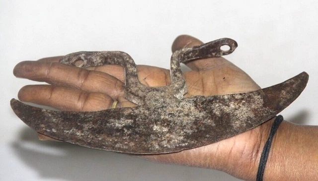 Cabeza de hacha de hierro macizo forjada a mano antigua de 1850, bonita...