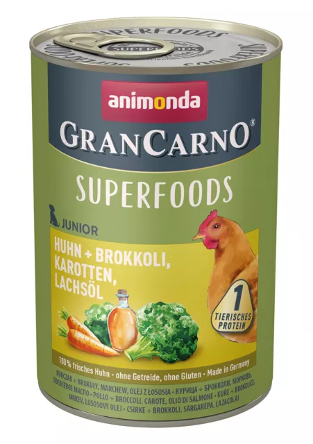 Animonda Grancarno Junior Poulet Brocoli Huile de Saumon 6x 400 G Nourriture