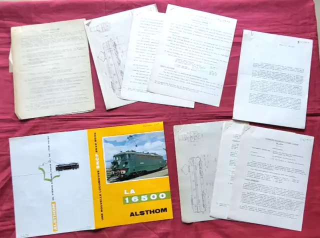 ALSTHOM : dépliant locomotive 16500 de 1958 et pages technique avril 1955