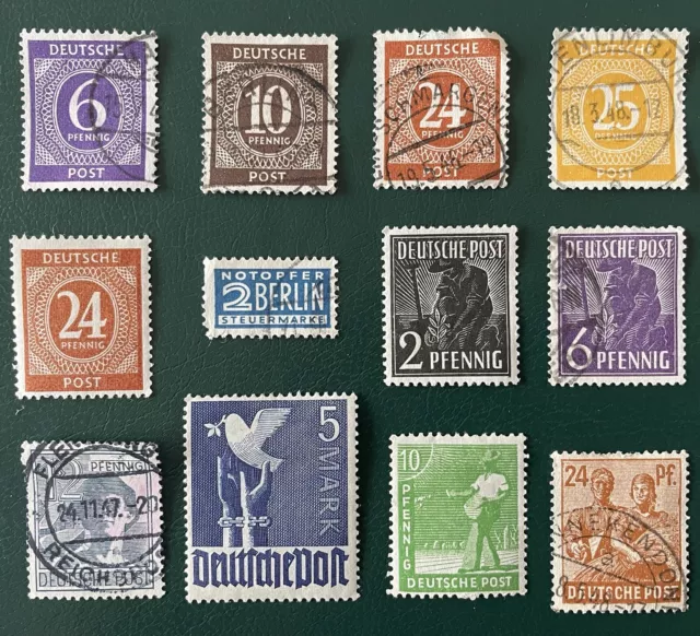 Allied Occupation Stamps Germany 1945-8 X12 British + American Zones