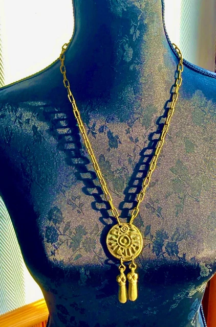 Collier Brutaliste Vintage M. Buffet Années 70 - Bronze, Design Floral, Ras Du Cou