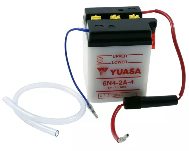 Batterie 6V 4Ah YUASA 6N4-2A-4 sans acide de batterie