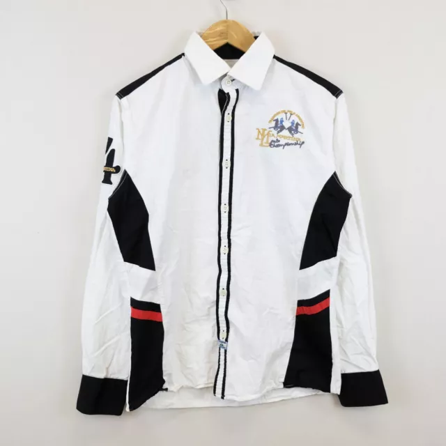 Camicia La Martina Uomo Taglia L Cotone Comodo Logo Maniche Lunghe Pratico Man