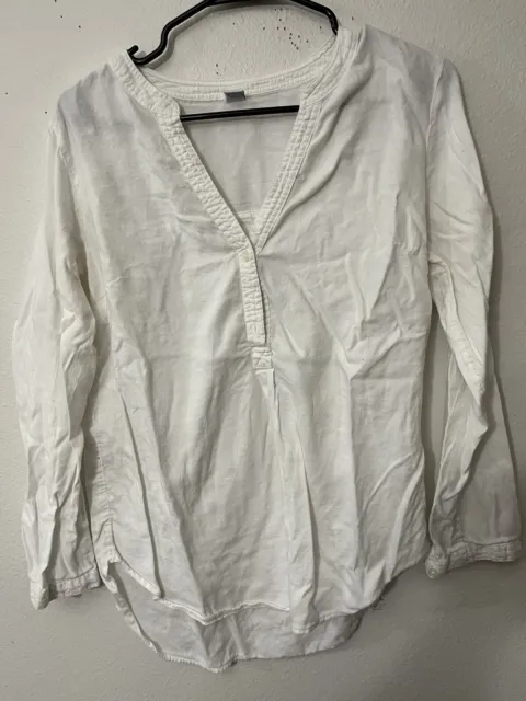 OLD NAVY Women’s Sz Medium White Tunic 1/2 Button Long Sleeve Blouse Solid