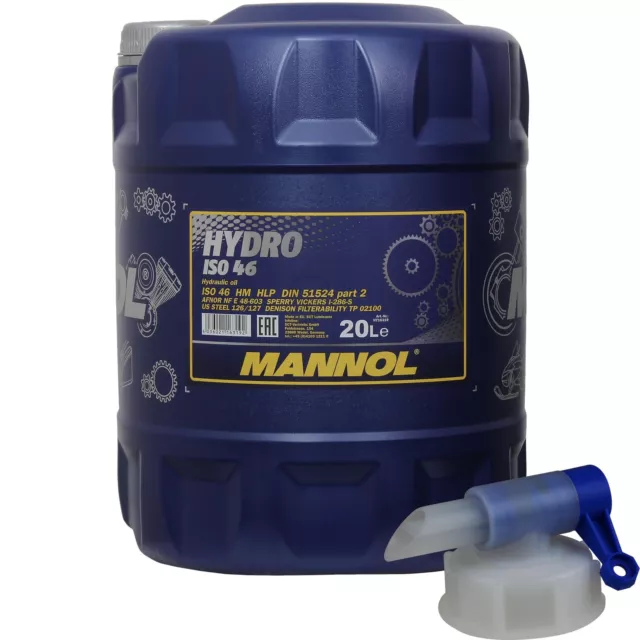 20 Liter MANNOL HYDRO ISO 46 Hydraulik Öl Flüssigkeit MN2102-20 inkl Auslaufhahn