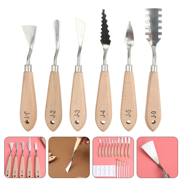 Combinación de espátulas raspador pintura al óleo pintura al óleo en forma de madera