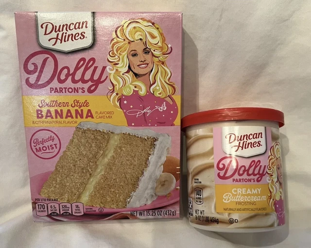 DOLLY PARTON DUNCAN Hines Banana Cake Mix and Buttercream Frosting Set