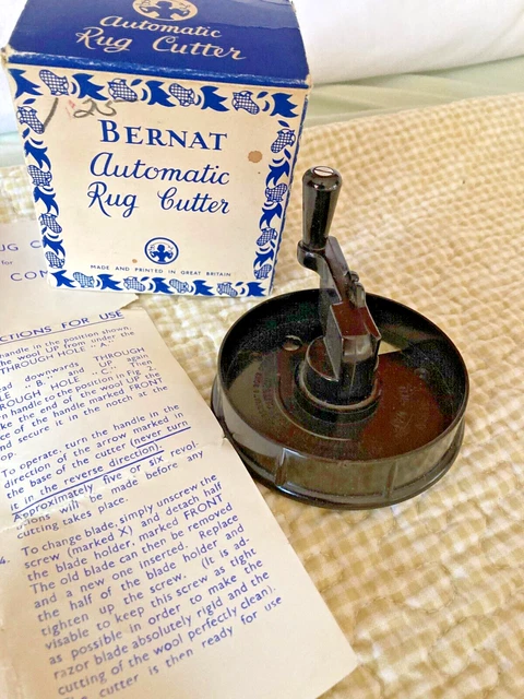 Cortador automático de alfombras vintage Bernat caja original de Gran Bretaña + instrucciones