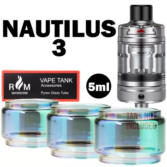 x3 Bubble Glass for Aspire Nautilus 3 Tank Zelos 3 Kit UK