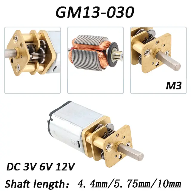 Permanent Magnet Gearmotor GM13-030 Reversible DC 3V 6V 12V Metal Reducer Motor